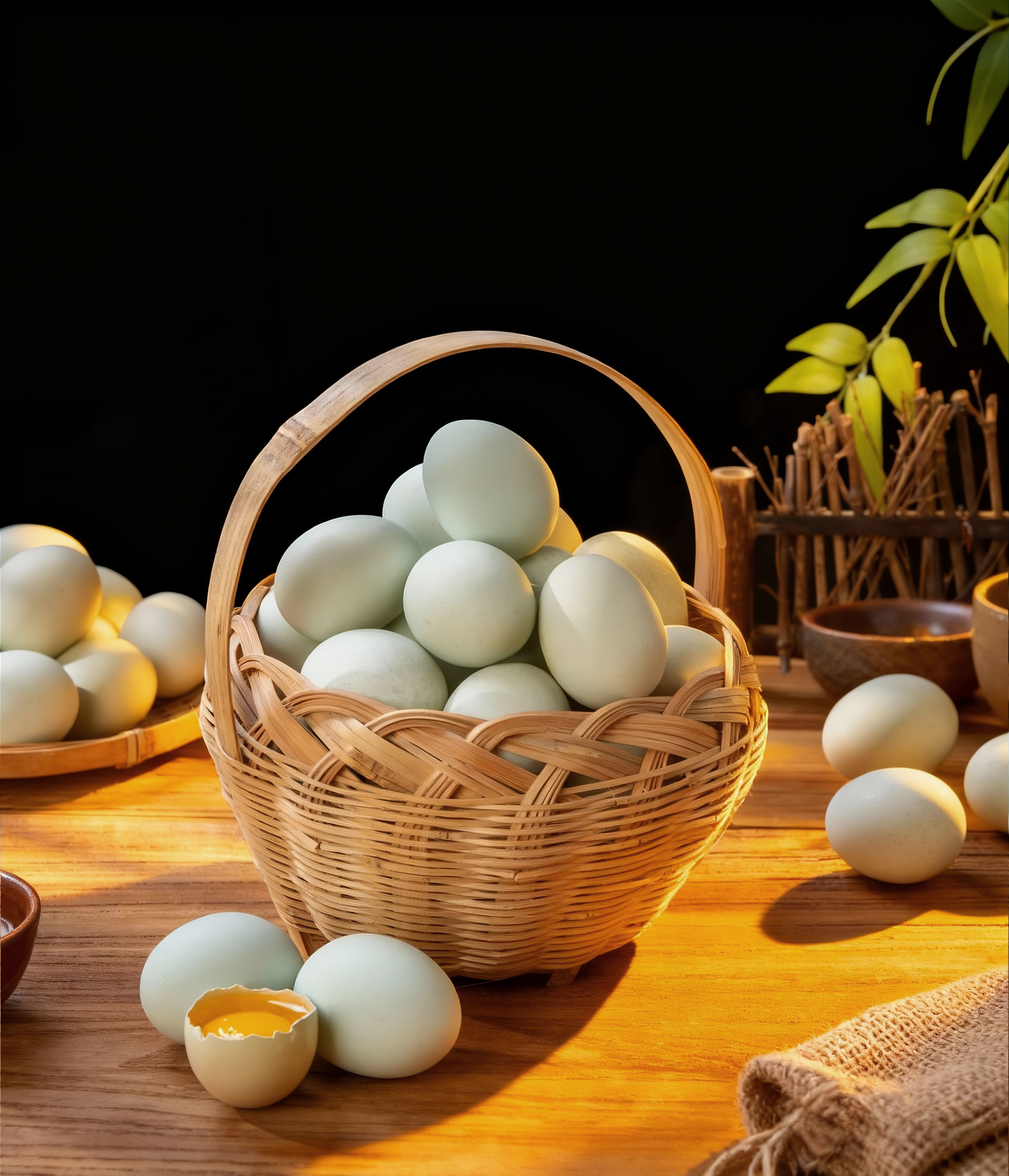 Real farm photo: free-range green-shell eggs (绿壳鸡蛋) from mulberry pasture, Rugao longevity farm